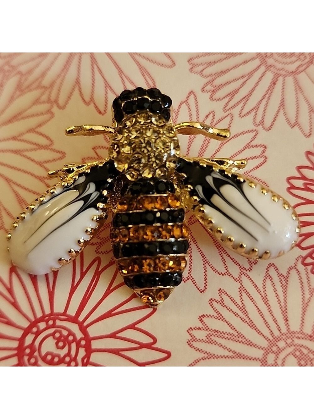 Elegant Gold and Black Bee Brooch